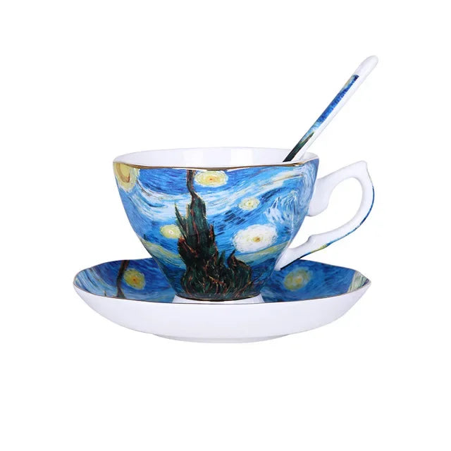 O novo van gogh arte pintura canecas de café a noite estrelada girassóis o semeador íris saint-remy café xícaras de chá beleza feminina