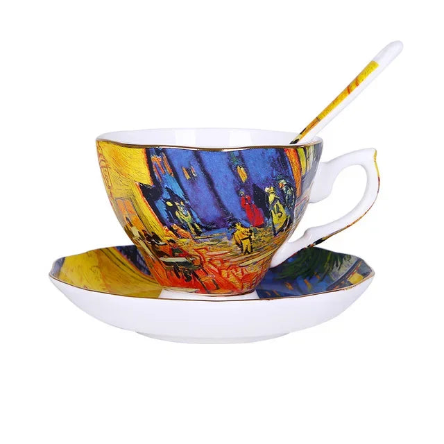 O novo van gogh arte pintura canecas de café a noite estrelada girassóis o semeador íris saint-remy café xícaras de chá beleza feminina