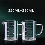 Copo de medição de vidro resistente ao calor com alça, Copo de laboratório, Caneca de medição de leite e café, 250 ml, 350 ml, 500 ml, 1000ml, 1 Pc, 2Pcs