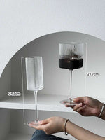 Quadrado Stripe Crystal Champagne Glass, Casa festa Cálice, Licor De Cocktail, Cálice sem cabeça, Copo de vinho tinto