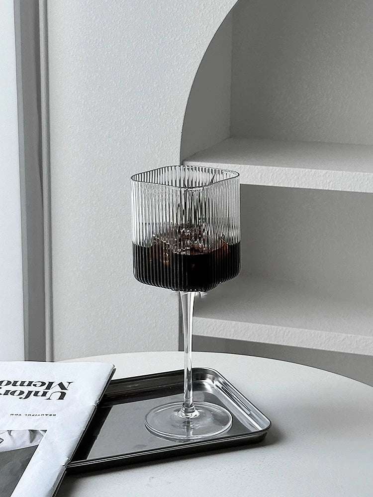 Quadrado Stripe Crystal Champagne Glass, Casa festa Cálice, Licor De Cocktail, Cálice sem cabeça, Copo de vinho tinto