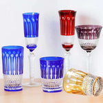 Estilo checo mão corte de vidro colorido barware hock copos de vinho esculpir lótus champanhe vidro highball copo cocktail suco de uísque