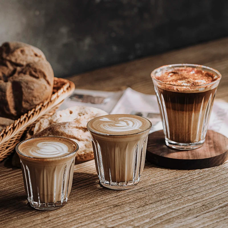Barista latte copos 90ml-200ml caneca de café ou chá canecas de vidro plana branca xícara de café expresso traz elegância clássica para mesa