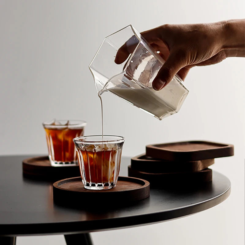 Barista latte copos 90ml-200ml caneca de café ou chá canecas de vidro plana branca xícara de café expresso traz elegância clássica para mesa