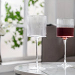 Elegante com nervuras copos de vinho tinto, tronco longo, forma única e moderna-mão soprado, vidro Premium para vinho tinto e branco, casa e bar parte