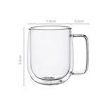 Caneca de vidro de borosilicato alto, resistente ao calor, 150-350ml, parede dupla, copo de café com alça, copo de água de leite, copos transparentes, presente