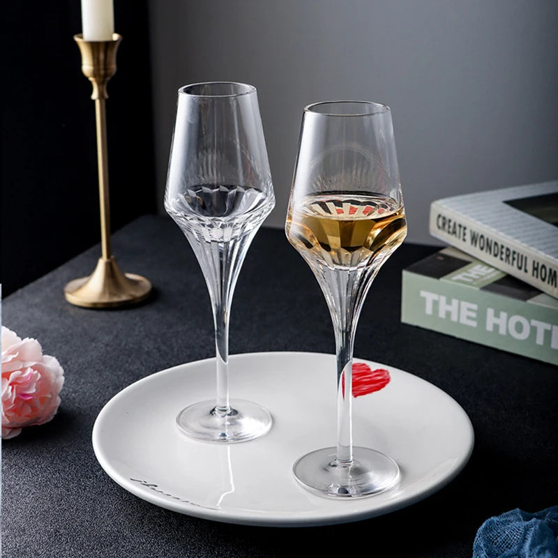 Luxo Retro Vinho Tinto Copos, Cristal, Copo De Champanhe De Uísque, Cálice Transparente, Festa De Casamento, Conjunto De Caixa De Presente, 100ml