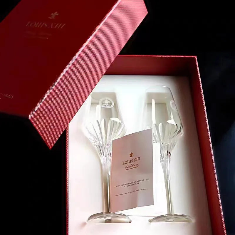 Luxo Retro Vinho Tinto Copos, Cristal, Copo De Champanhe De Uísque, Cálice Transparente, Festa De Casamento, Conjunto De Caixa De Presente, 100ml