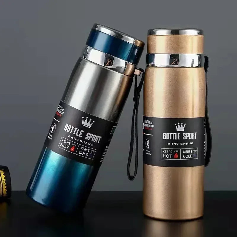 Garrafa de água térmica de aço inoxidável, Mantenha térmica fria e quente para água chá e café, Frascos de vácuo, 1L