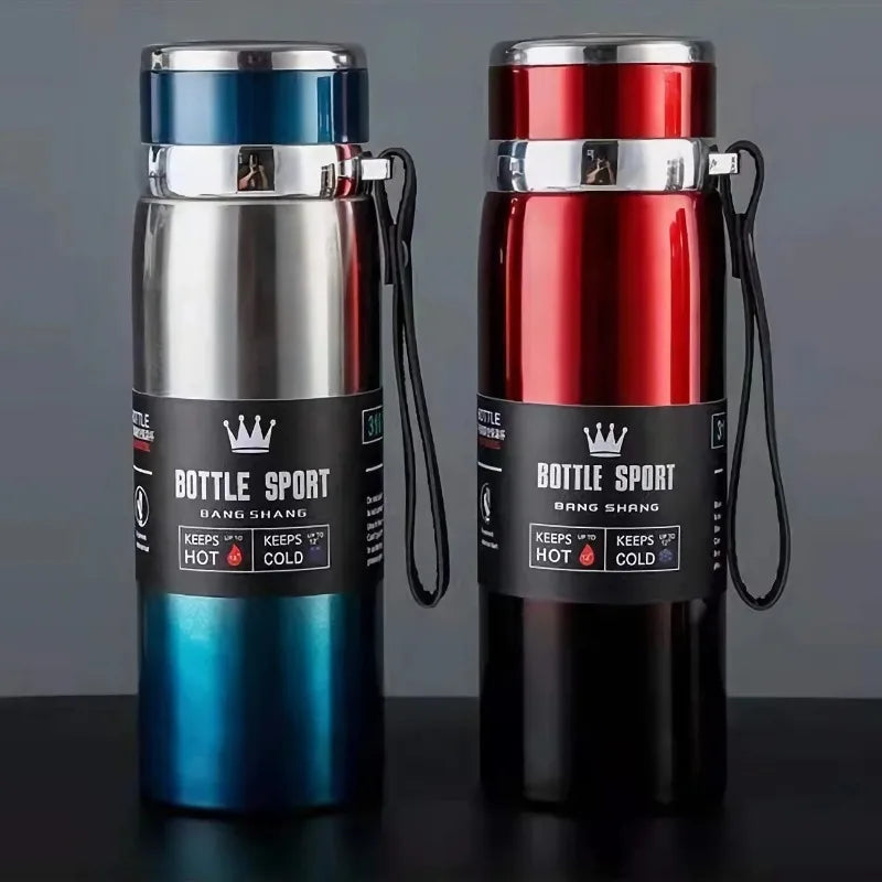 Garrafa de água térmica de aço inoxidável, Mantenha térmica fria e quente para água chá e café, Frascos de vácuo, 1L