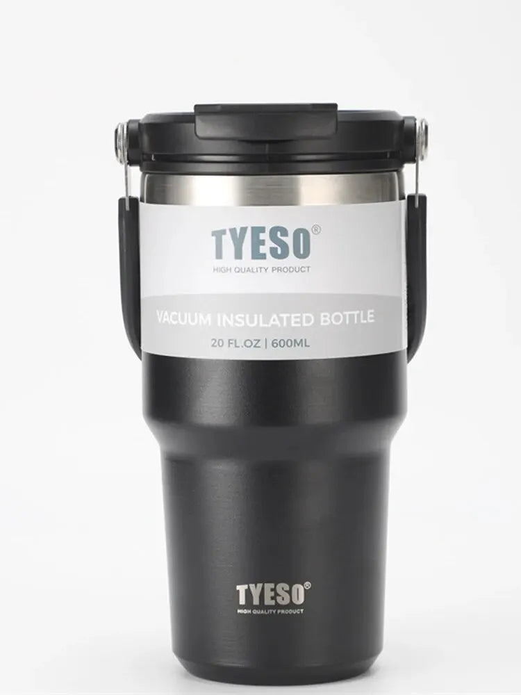 Nova xícara de café da Tyeso com isolamento de camada dupla e isolamento frio portátil copo de sorvete grande capacidade de aço inoxidável