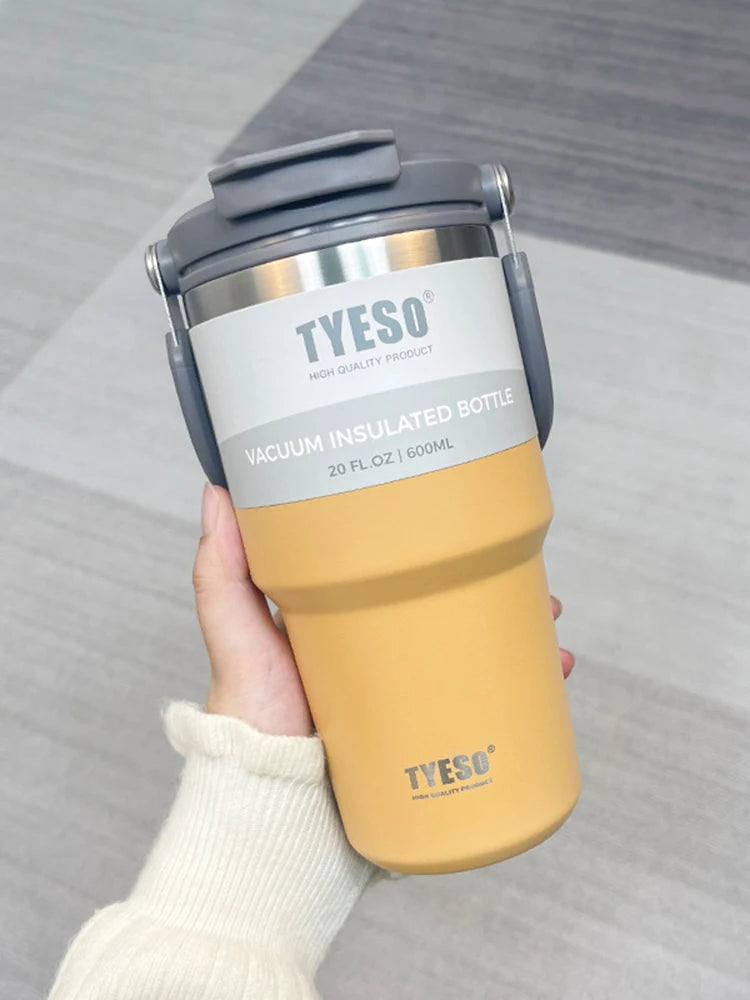 Nova xícara de café da Tyeso com isolamento de camada dupla e isolamento frio portátil copo de sorvete grande capacidade de aço inoxidável