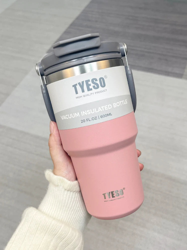 Nova xícara de café da Tyeso com isolamento de camada dupla e isolamento frio portátil copo de sorvete grande capacidade de aço inoxidável