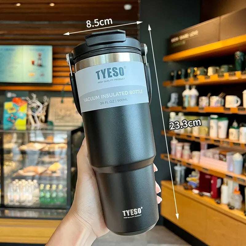 Nova xícara de café da Tyeso com isolamento de camada dupla e isolamento frio portátil copo de sorvete grande capacidade de aço inoxidável