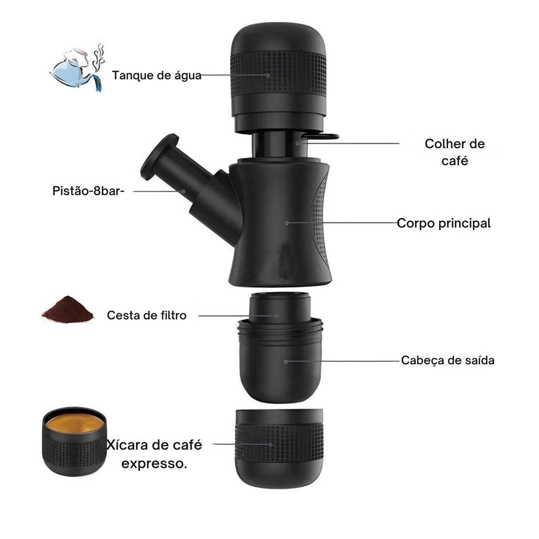 Máquina de café portátil Mini Pressão Mão, Handheld, Espresso, Escritório, Casa, Viagem, Ao ar livre, Viagem