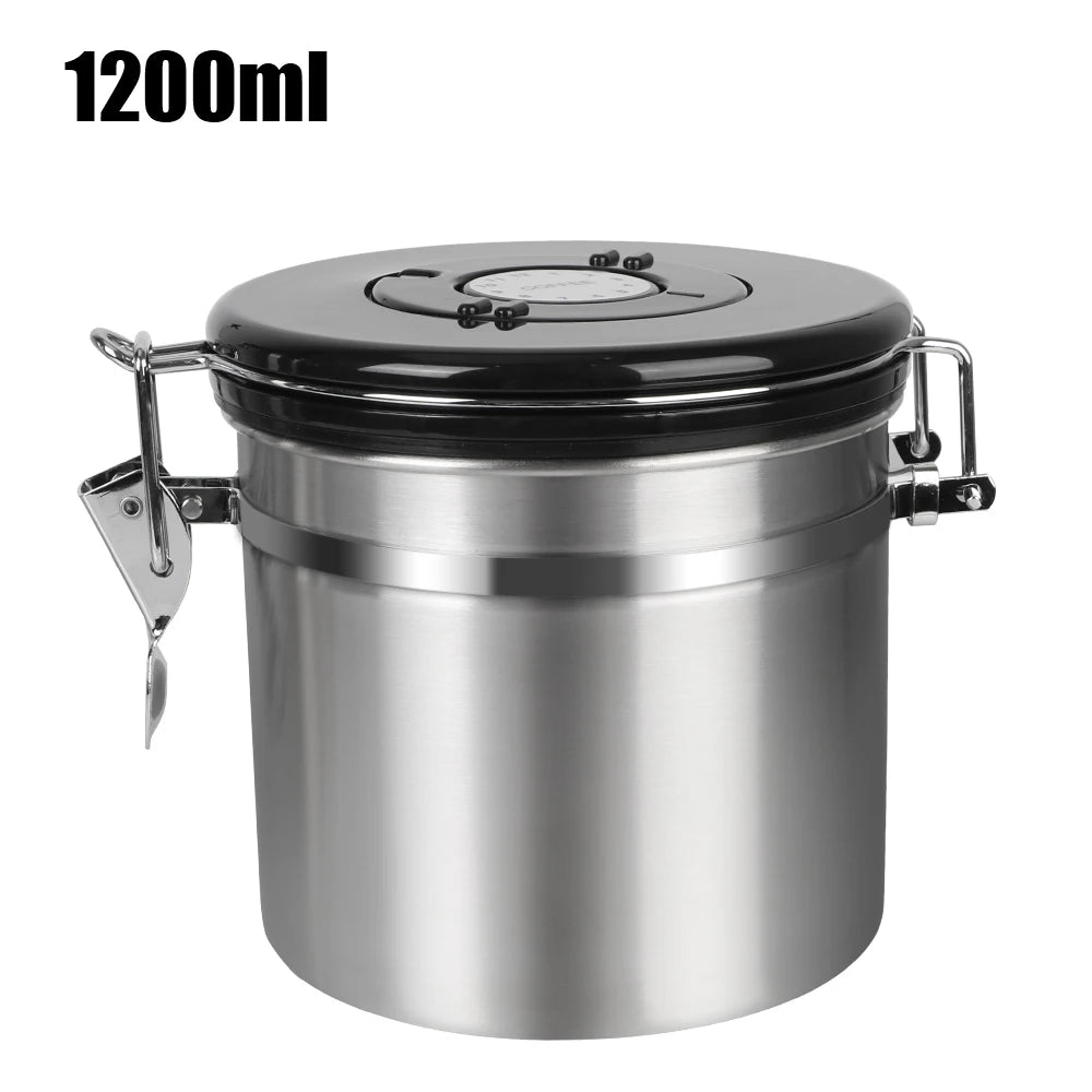 Aço Inoxidável Tampa Hermética, Vasilha De Grãos De Café, Armazenamento De Frescura, Recipiente De Café Com Válvula De CO2, Cafeteira
