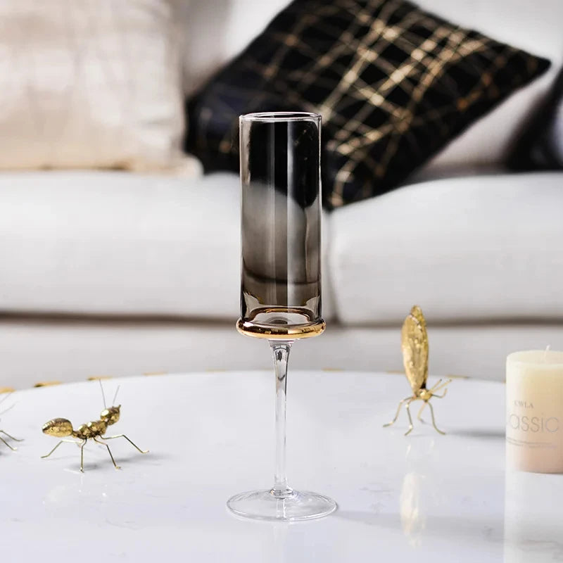 Copo De Vinho De Ouro Galvanizado, Copos De Champanhe, Copos Em Casa, Cinza De Fumaça Nórdica, Festa De Casamento