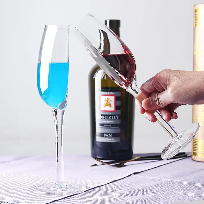 Copo de vinho criativo 140ml, copos de vidro de cristal de meia forma com haste, copos de vinho portáteis para festa de aniversário, utensílios de mesa, presente de natal
