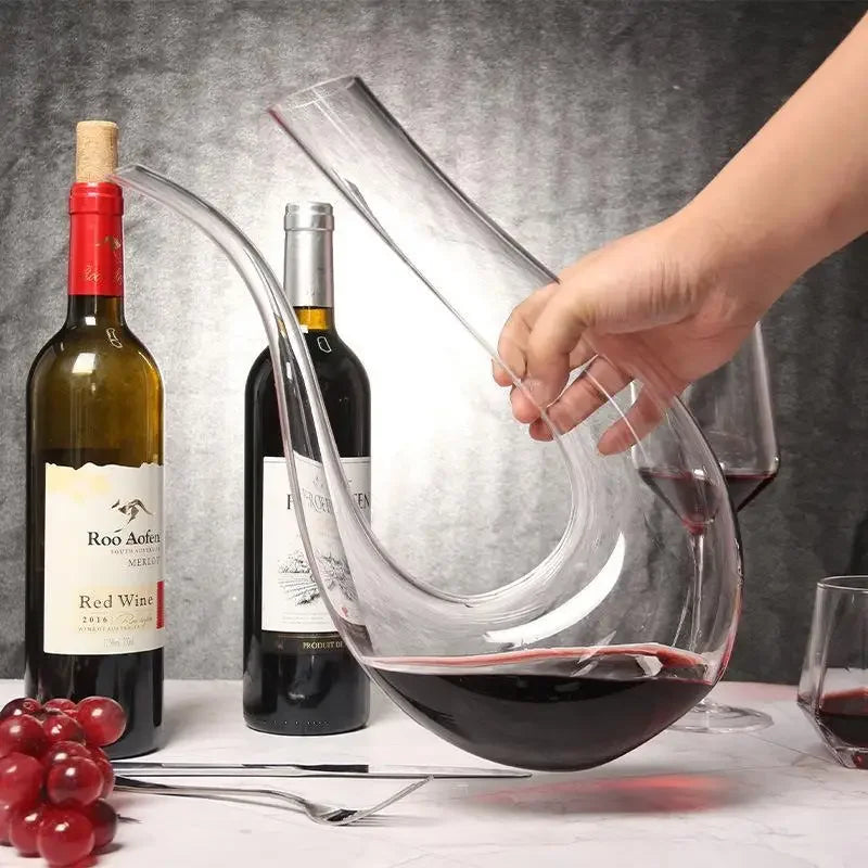 Decantador de vidro de cristal europeu conjunto de vinho tinto dispensador de vinho em forma de u pote de vinho doméstico