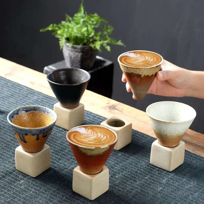 Caneca De Café Cerâmica Retro Criativa, Xícara De Chá De Cerâmica Áspera, Porcelana Latte Japonesa, Canecas De Café, 200ml, 150ml, 1Pc