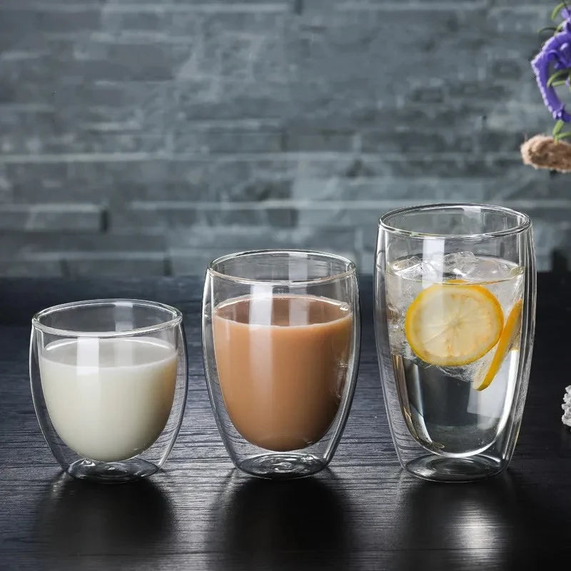 Leeseph-copo de vidro com parede dupla, alta resistência, transparente, para café, leite, suco, chá, acessório de cozinha