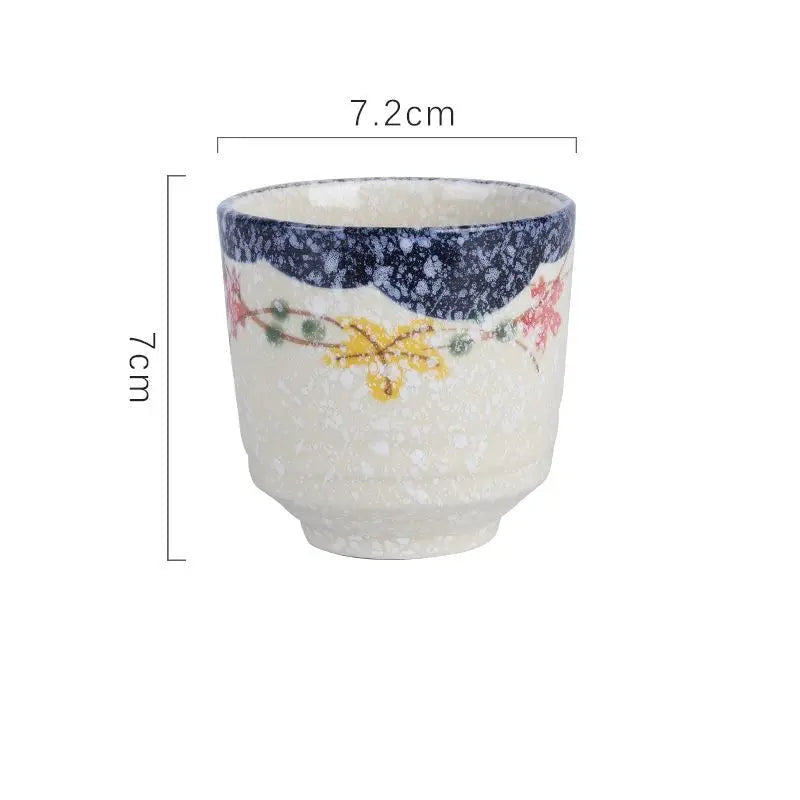 Xícara de chá cerâmica pintada à mão Hefeng, copo de chá espessado resistente ao calor para hotel, chá em casa, estilo japonês
