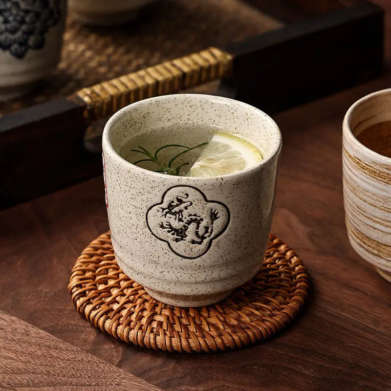 Xícara de chá cerâmica pintada à mão Hefeng, copo de chá espessado resistente ao calor para hotel, chá em casa, estilo japonês